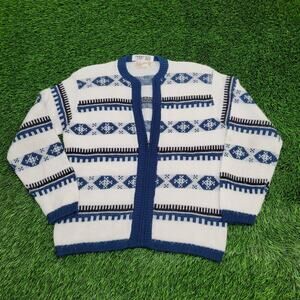 Vintage 80s Native-American Zip Sweater S/M 20x24 Tribal